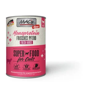 Geprüft Sparpaket 24 x 400 g Mac's Monoprotein Frisches Pferd Adult Katzen Nassfutter